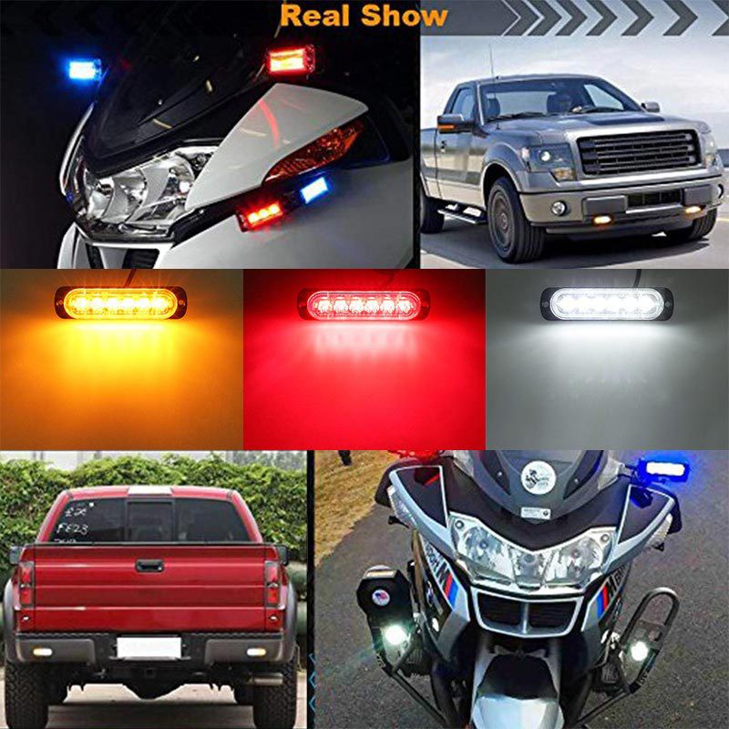 UNI-SHINE Xe máy 6LED Đèn cảnh báo ánh sáng nhấp nháy Đèn xe 12-24V Cảnh báo LED Xe tải Đánh dấu bên hông Đèn flash siêu mỏng Xe cứu thương Đèn cảnh sát khẩn cấp