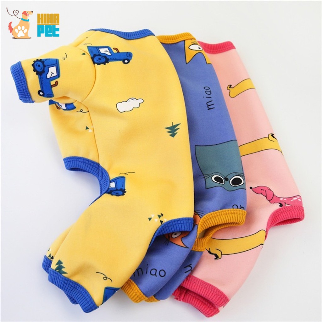 Quần áo Jump cho chó mèo mặc ngủ - quần áo thun ấm áp cho thú cưng hoạ tiết hoạt hình giá rẻ.