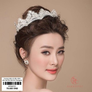 Vương miện cô dâu viền pha lê tròn mẫu mới