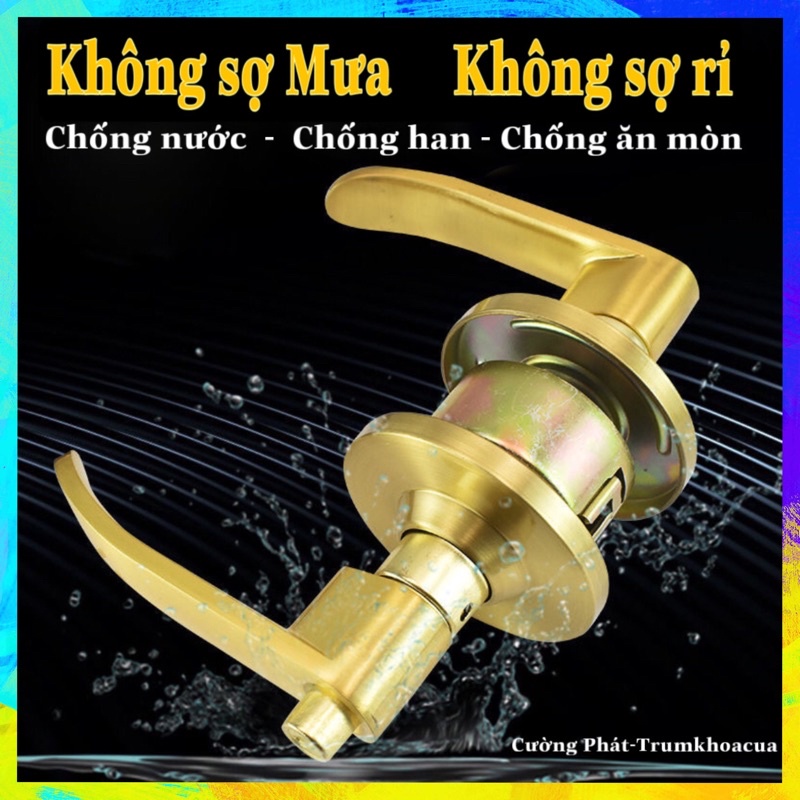 Ổ khoá tròn Tay gạt lắp cho phòng ngủ nhà tắm, toilet cửa gỗ nhôm kính thông dụng