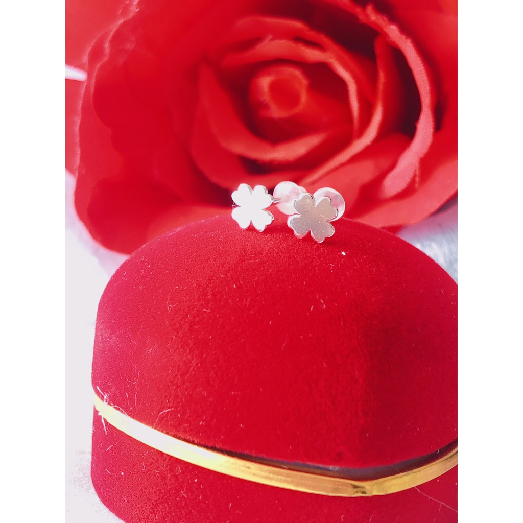 Bông tai cỏ 4 lá may mắn, bạc ta