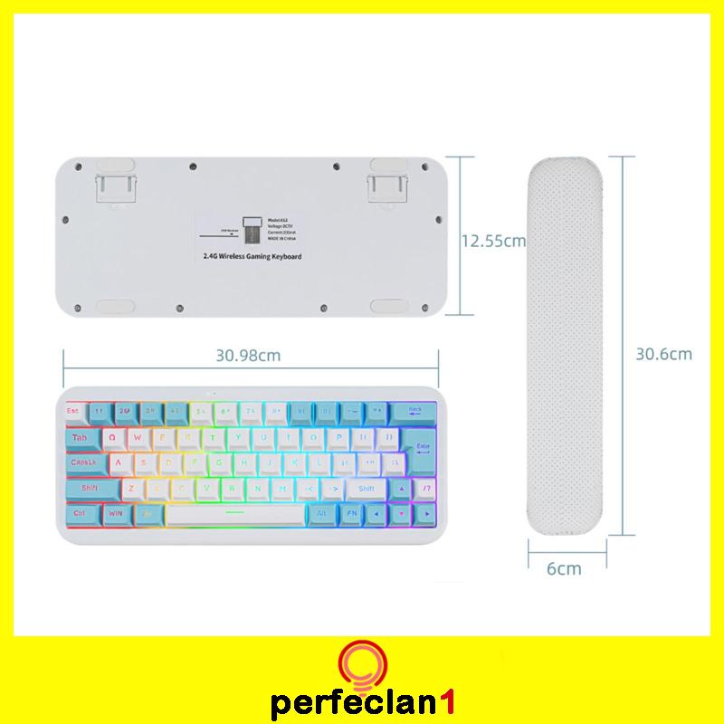 63 Phím Bàn phím cơ không dây RGB chơi game cho nam nữ/Bàn hỗ trợ tay