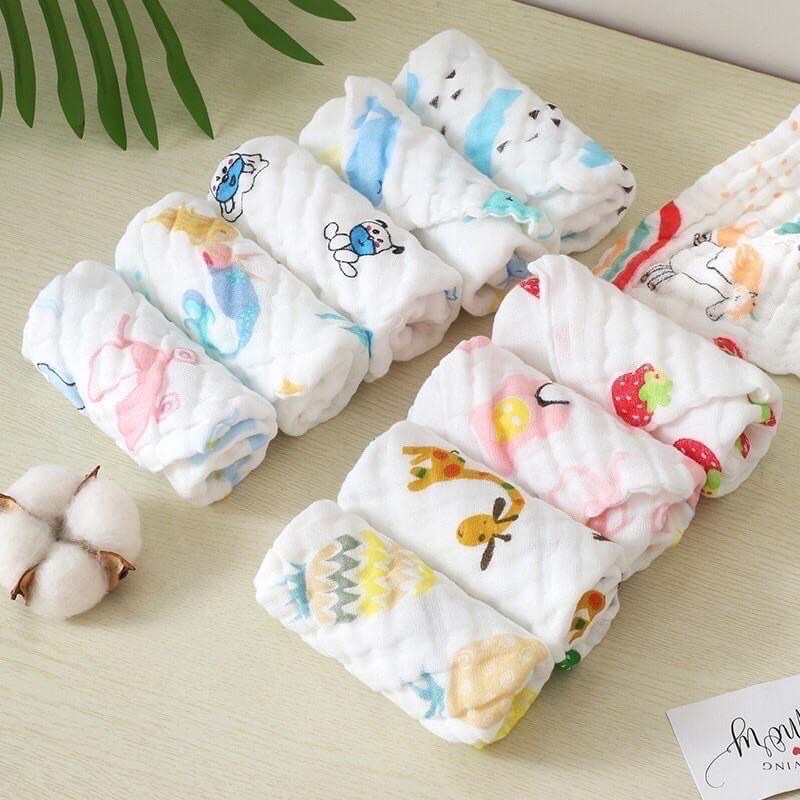 Khăn Sữa Cho Bé, Set 5 Khăn Xô 6 Lớp MANNY Rất Mềm Mại, Thấm Hút Tốt Dành Cho Bé Yêu