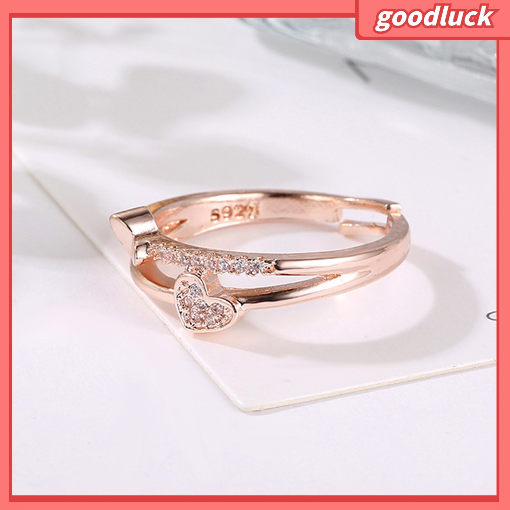 Nhẫn Hở Hình Trái Tim Đính Đá Cho Nữ