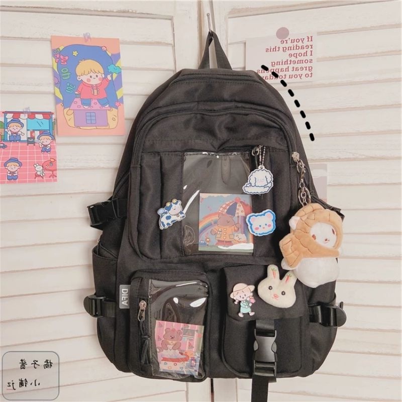 BALO ULZZANG ĐI HỌC UNISEX NAM NỮ THỜI TRANG Trong Suốt YIKO