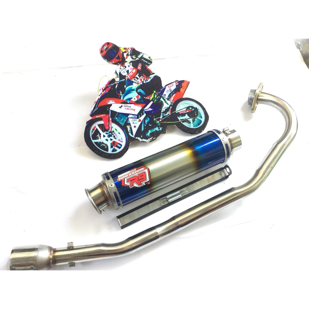 Bộ pô r9 full cổ INOX THẲNG  exciter, winer, sonic, raider, satria, gsx,...