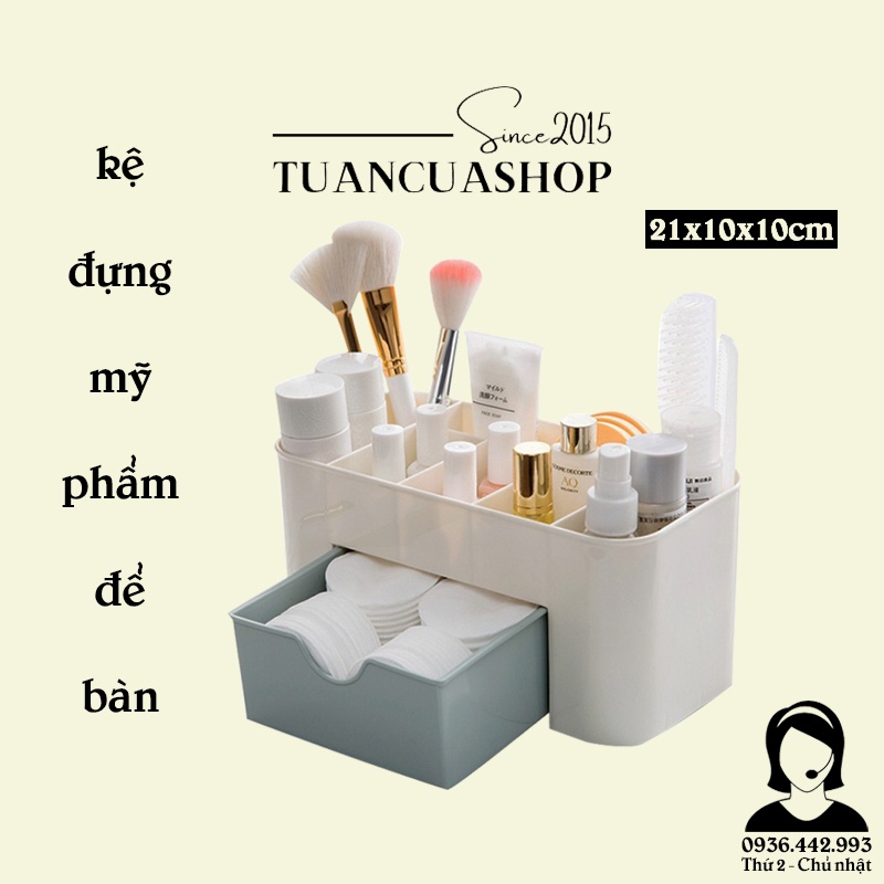 Kệ đựng mỹ phẩm đa năng bằng nhựa - Kệ mỹ phẩm nhựa 1 tầng nhiều ngăn, chọn màu