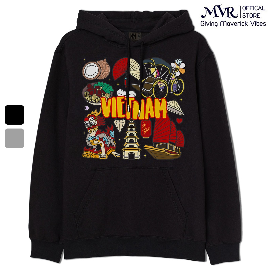 Áo khoác hoodie Việt Nam vải bông cotton Da Cá ấm không xù Danh Lam Hà Nội Hạ Long KA9002 LITH11062001