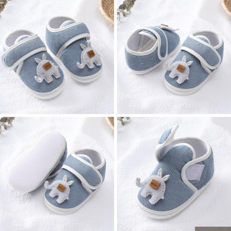 Giày cotton hình voi dễ thương chống trượt mềm mại cho bé mới biết đi 0-18 tháng tuổi