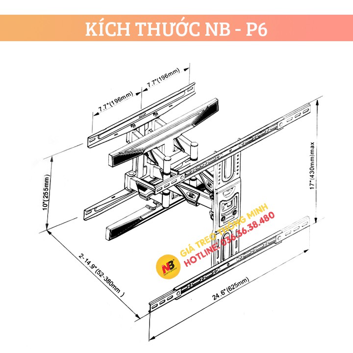 [Phiên Bản 2021] Giá treo tivi góc xoay đa năng 32 - 60 inch / 40 - 70 inch / 45 - 75 Inch Model: NB P5 - NB P6