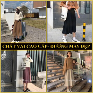 Chân váy xếp ly dáng dài cạp chun siêu đẹp Cao Cấp
