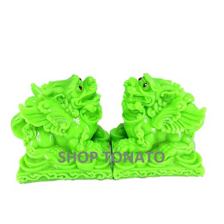 (GIÁ CẶP)TỲ HƯU CẶP PHONG THỦY VIỆT NAM XANH CAO 9.5CM