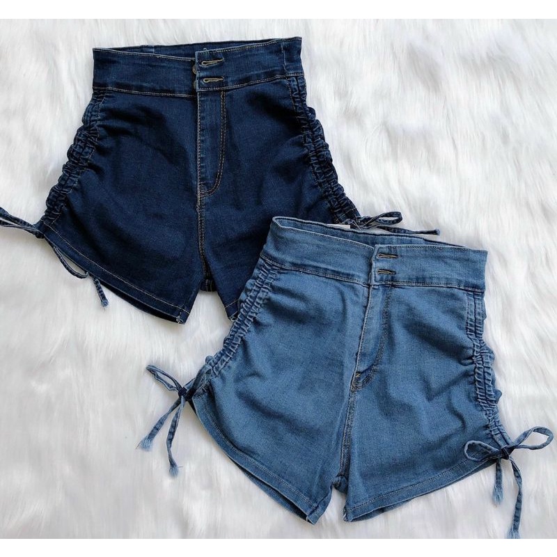 Quần shorts jeans  rút dây 2 bên lưng cao dáng đẹp