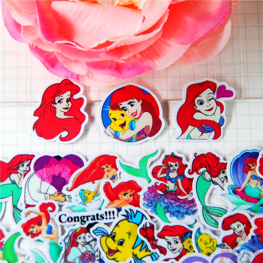 ★★★ Ariel. Miếng Dán Hình Công Chúa Nhỏ Xinh Trang Trí Sổ Tay Q-2 ★★★ Bộ 48 Sticker Dán Trang Trí Album