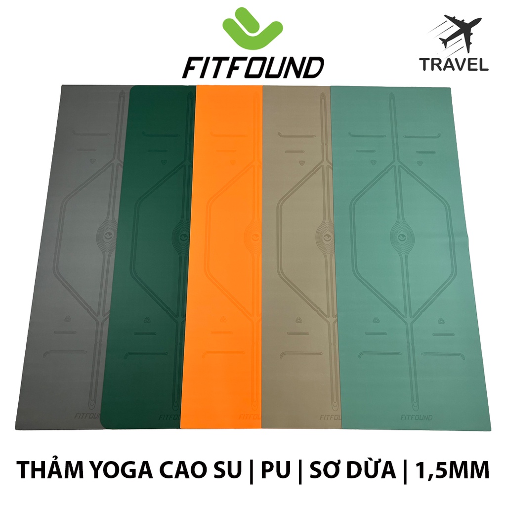 Thảm Tập Yoga Du Lịch 1.5 mm Cao Su Pu Xơ Dừa Định Tuyến Bản Mỏng Chống Trơn Trượt