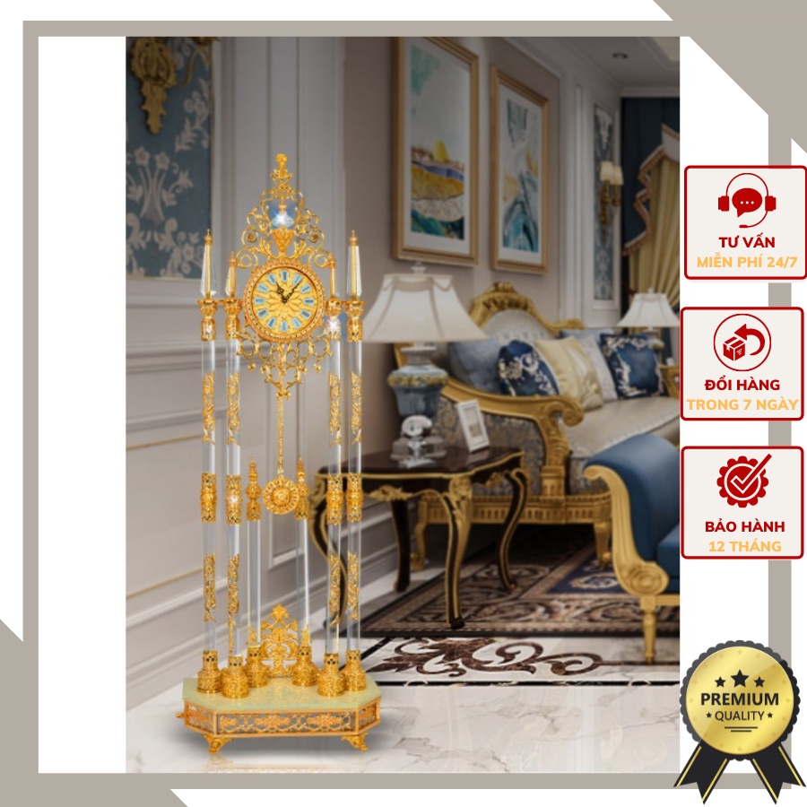 Đồng hồ cây điểm chuông 30 phút/1 lần điêu khắc tinh tế cao cấp phong cách tân cổ điển sang trọng DHCV5.