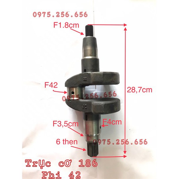 Trục cơ 186 Phi 42 phụ tùng máy cày