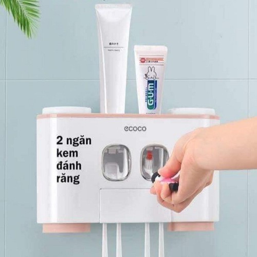 Hộp nhả kem đánh răng 2 ngăn 4 cốc ECOCO cao cấp