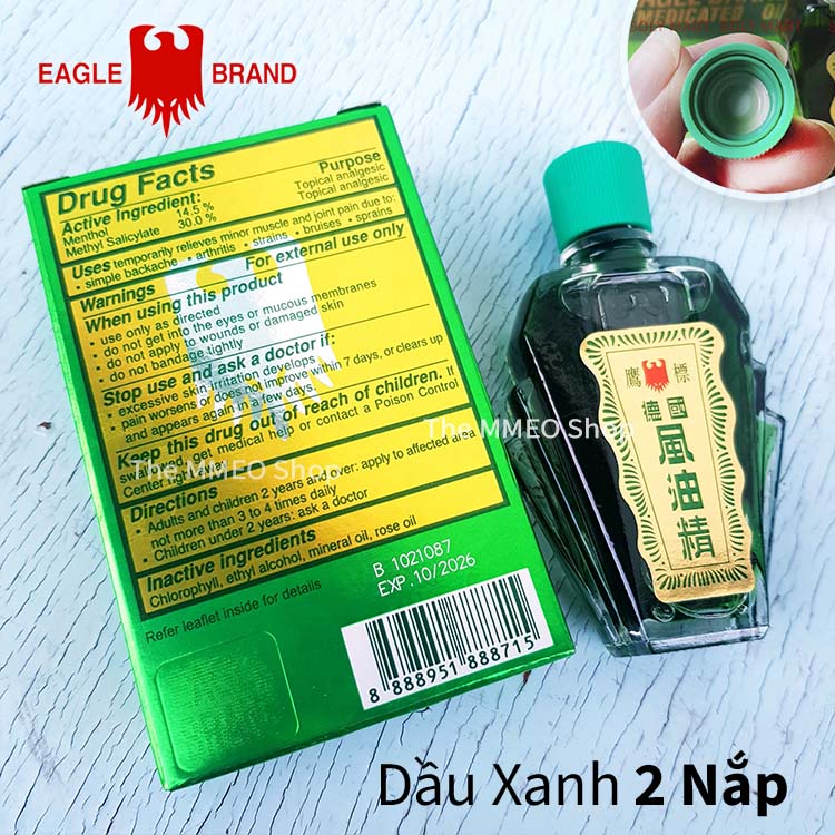 Dầu gió xanh Con Ó của Mỹ 𝐄𝐚𝐠𝐥𝐞 𝐁𝐫𝐚𝐧𝐝 𝐌𝐞𝐝𝐢𝐜𝐚𝐭𝐞𝐝 24ml 2 nắp⚡Cam kết chính hãng⚡