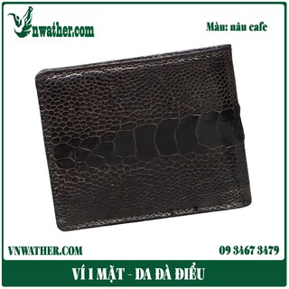 Ví da nam da đà điểu nâu cafe da thật 100%