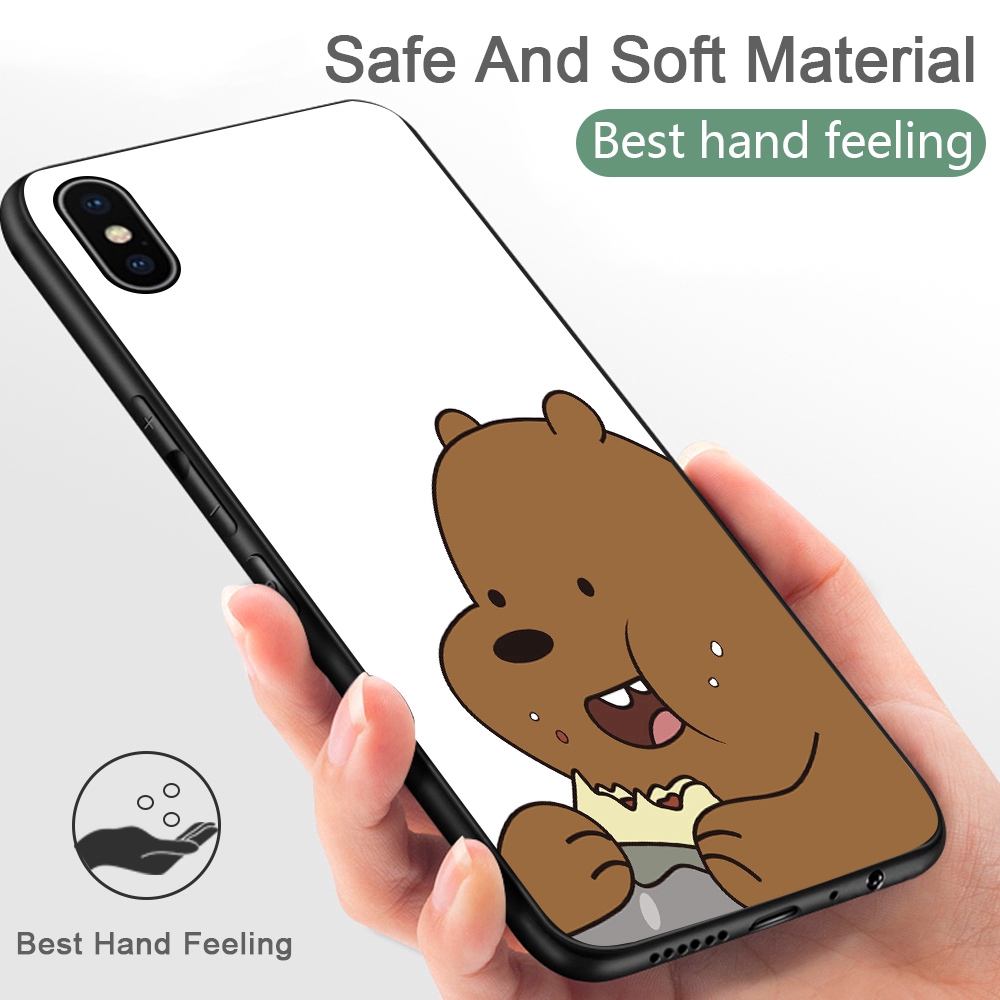 Samsung Galaxy S9 Plus S8 S7 Edge S8+ S9+ For Soft Case Silicone Casing TPU Cute Cartoon Lovely Brown White Stupid Bear Phone Full Cover simple Macaron matte Shockproof Back Cases