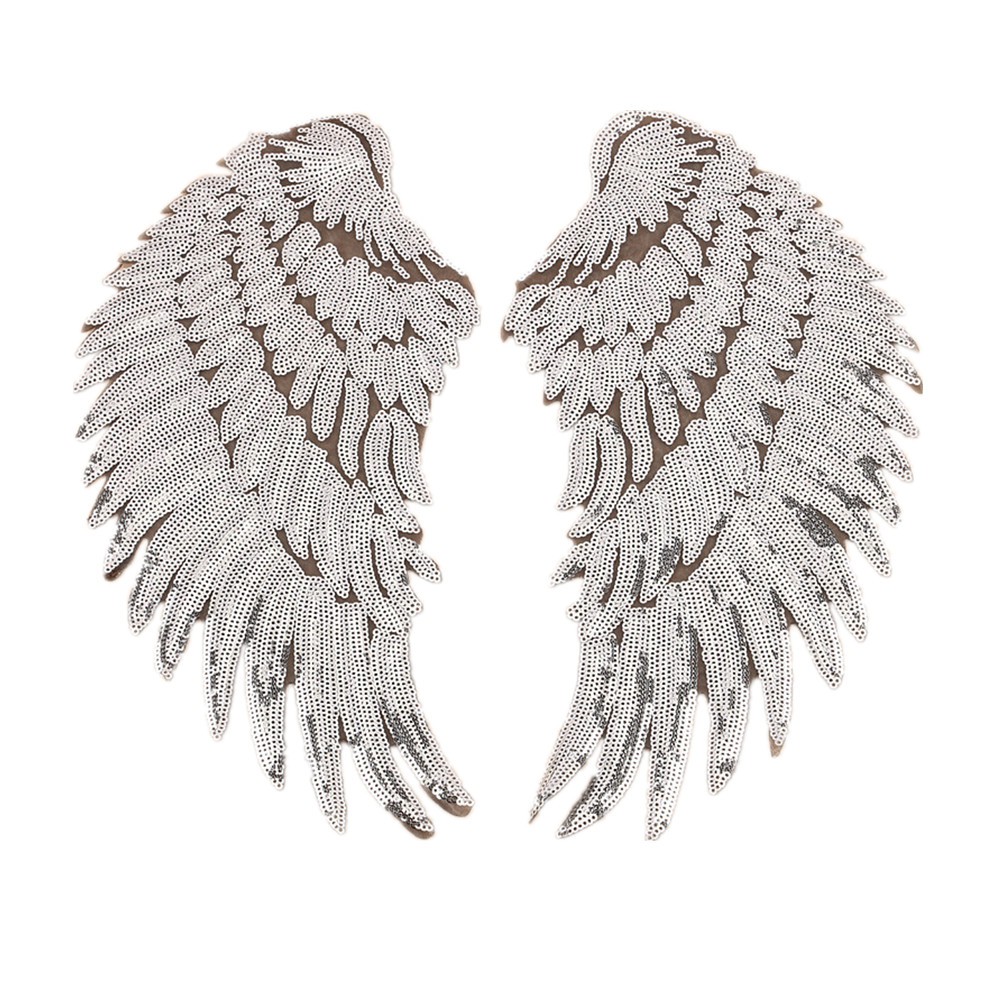 1 Cặp Miếng Dán Ủi Quần Áo Hình Cánh Thiên Thần Đính Kim Sa