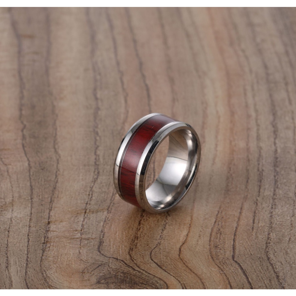 Nhẫn Nam Nữ Bạc Đẹp Cá Tính Unisex HipHop Basic Ngầu Trơn Nam Redwood Ring Lucifer Store Nhẫn Titan Không Gỉ - Redwood