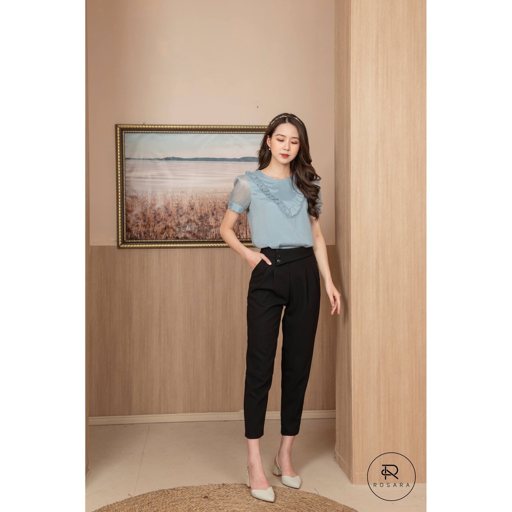 Quần baggy kiểu thời trang nữ 3 cúc 2 màu basic công sở Rosara SP109