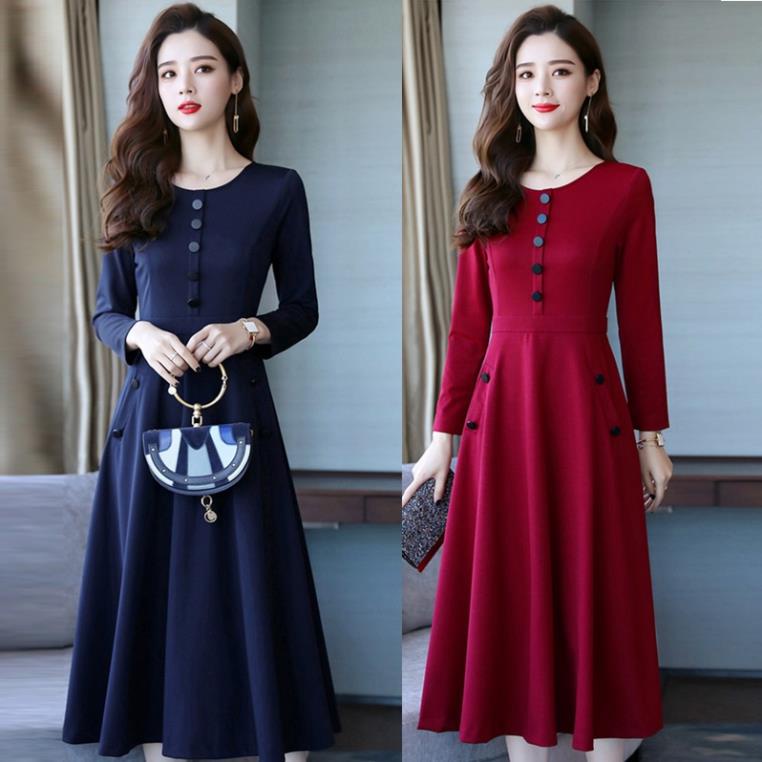 ঔৣ Váy đầm trung niên tặng mẹ giá rẻ đẹp, dáng xoè che khuyết điểm tốt, thun poly co giãn thấm hút tốt ঔৣ