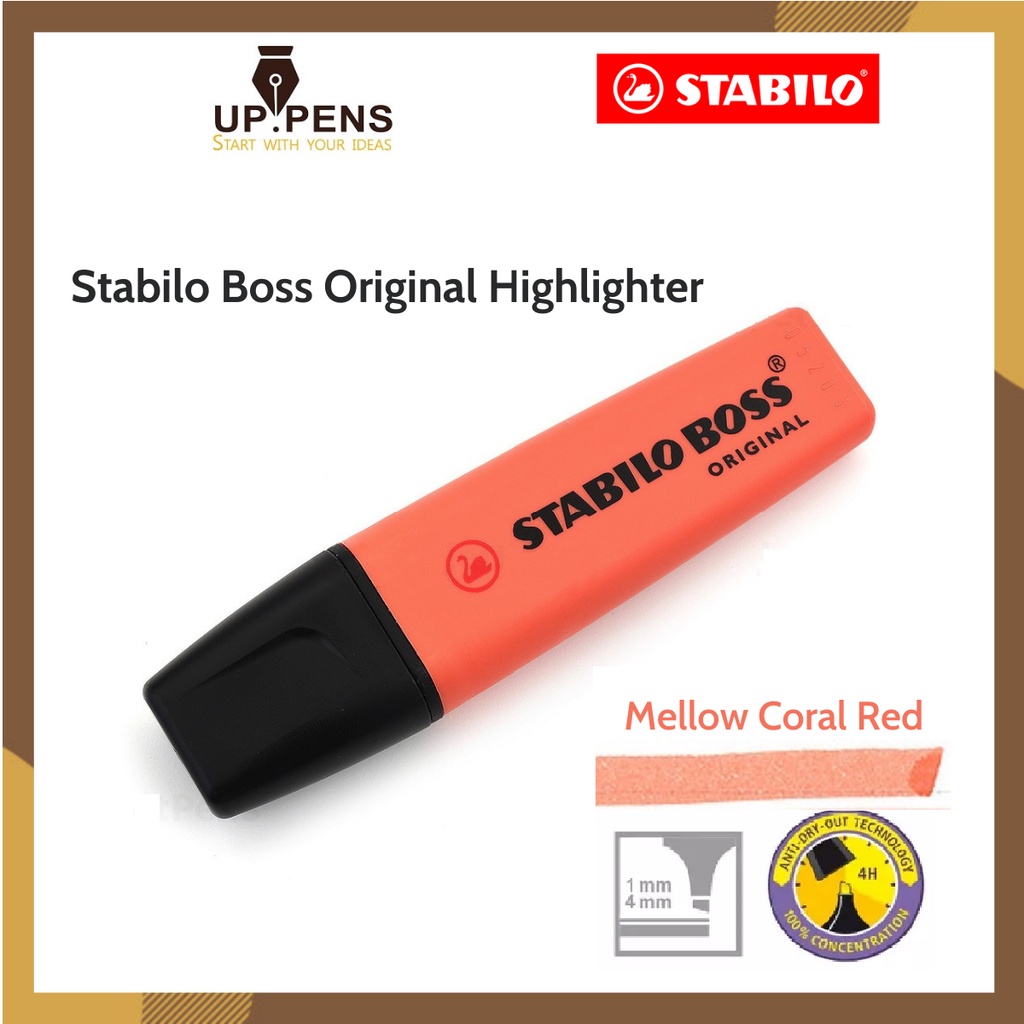 Bút dạ quang Stabilo Boss Original Highlighter - Màu cam san hô pastel (Mellow Coral Red)