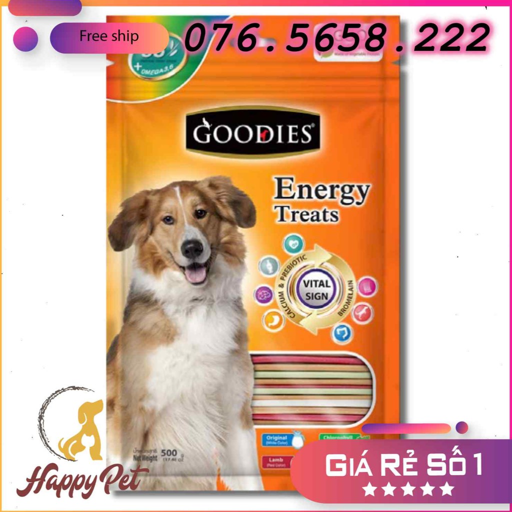 [ RẺ NHẤT SHOPEE ] [ 2021 ] XƯƠNG GẶM SẠCH RĂNG MIỆNG GOODIES ENERYGY TREAT THÁI LAN GÓI 500GRAM