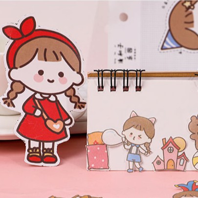 Bộ 4 Tấm Miếng Sticker Hình Dán Học Sinh Nhật Bản Trang Trí Sổ Tay Nhật Ký Điện Thoại Khay Đựng Bút D159