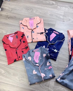 bán sỉ bộ pijama lụa tim mặc nhà