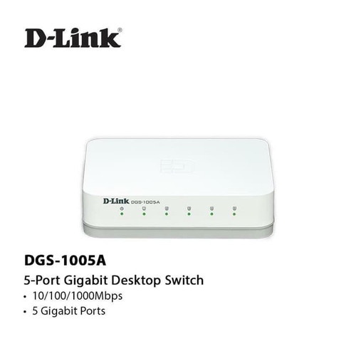 Swicth D-Link DGS1005A - 5 ports (5 cổng 10/100/1000 Mbps )vỏ nhựa màu trắng- Hàng Chính Hãng