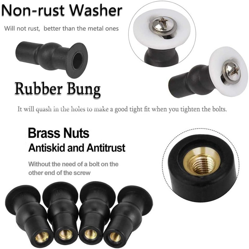 Bộ Ốc Vít Cao Su Cố Định Bệ Ngồi Bồn Cầu Kèm Đai Ốc Nhựa WC