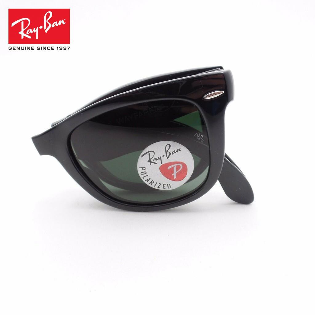 Kính Mát Phân Cực Màu Xanh Lá / Đen Ray Ban 4105 Gấp Gọn Được 601 / 58