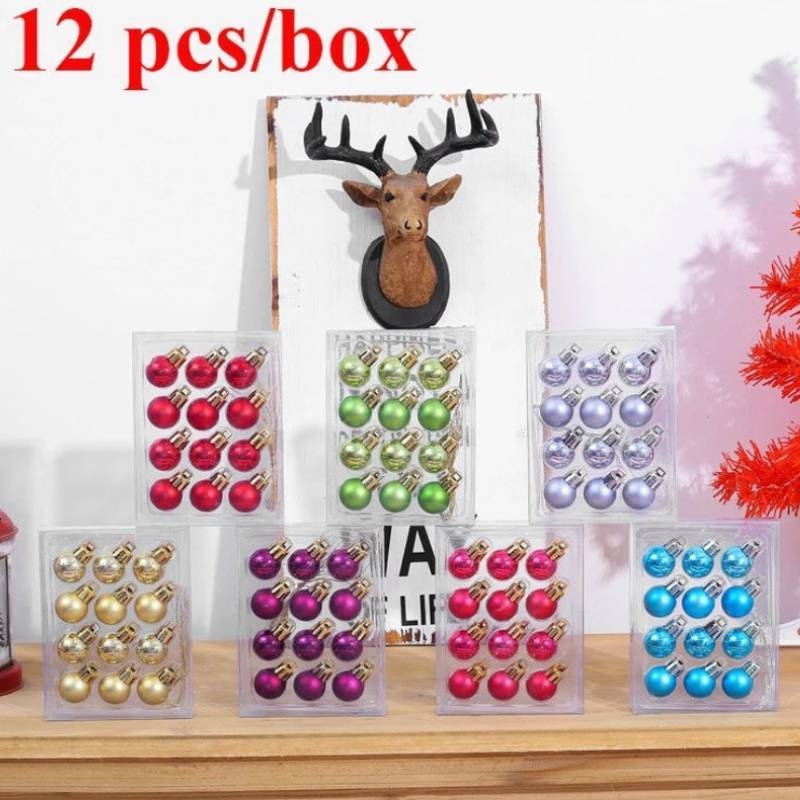 Set 12 Trái Châu Nhiều Màu Sắc Dùng Để Trang Trí Cây Thông Giáng Sinh