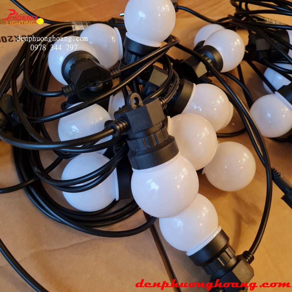 Dây đèn LED trang trí ngoài trời dùng cho quán cà phê, trà chanh, trà sữa 10M 15 LED - Đèn Phượng Hoàng