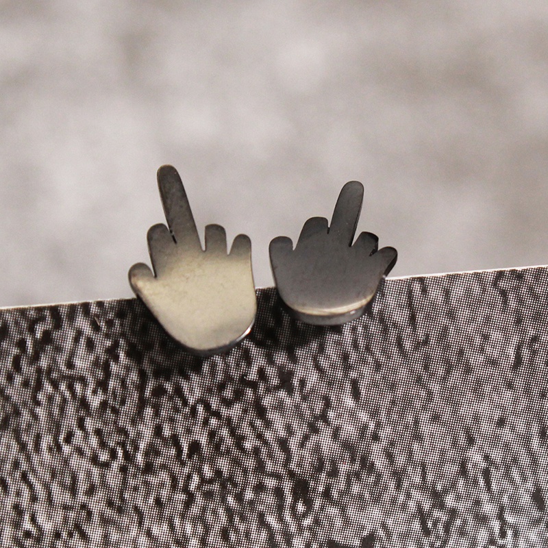 Hoa Tai Hình Ngón Tay Giữa Phong Cách Punk