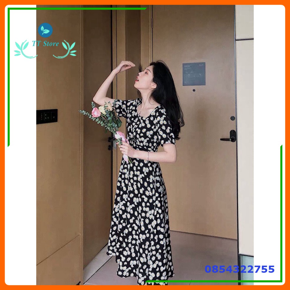 (mới) SET VÁY HOA CÚC CỔ VUÔNG DÁNG NGẮN DÀI - SET VÁY MAXI CHỊ EM HOA NHÍ CỔ VUÔNG ULZZANG -👗TTshop👑