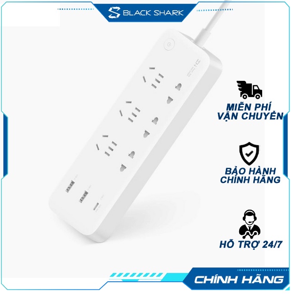Ổ cắm 6 cổng 65w Xiaomi Zmi CXP01 sạc nhiều thiết bị dị động, laptop có công suất lớn lên đến 2500W (Chính Hãng)