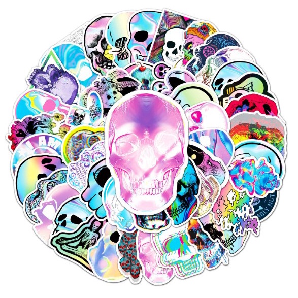 [50 Hình] Sticker hộp sọ, đầu lâu cá tính dán trang trí laptop, mũ nón bảo hiểm, vali, xe tay ga, ván trượt - DB.131