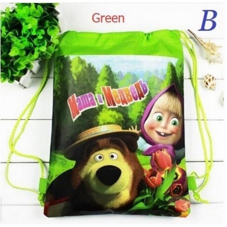 Ba Lô Dây Rút Vải Không Dệt In Hình Hoạt Hình Masha And The Bear