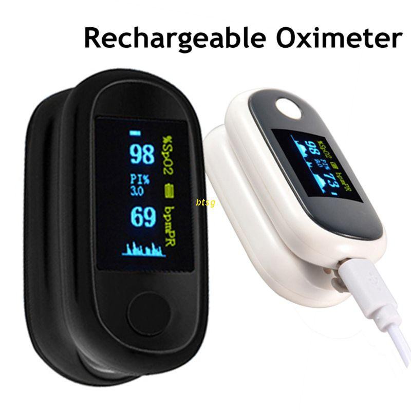 btsg Rechargeable USB Finger Clip Fingertip Pulse Oximeter Heart Rate PI SpO2 Monitor