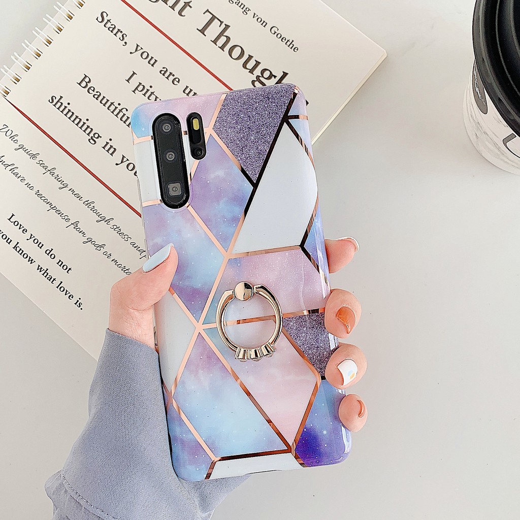 Ốp Lưng Họa Tiết Đá Cẩm Thạch Có Vòng Giá Đỡ Cho Huawei Mate 30 Mate 20 P 30 P 20 Pro Nova