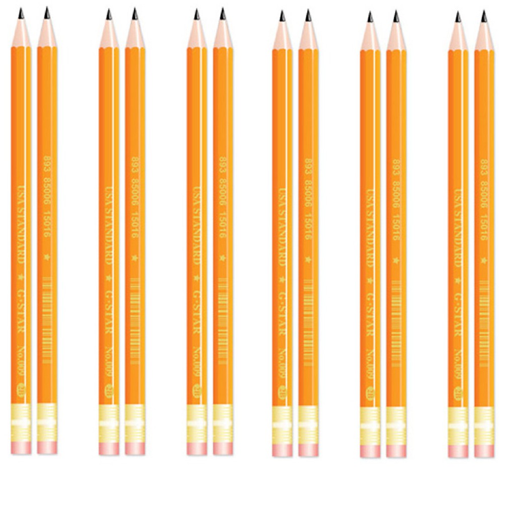 Hộp 12 Cây Bút Chì Gỗ Thân Vàng G-Star 009 ( 2B-3B-4B-5B-6B )