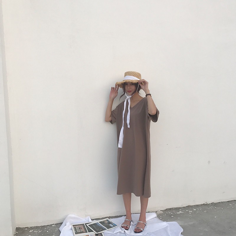 váy cổ tim basic