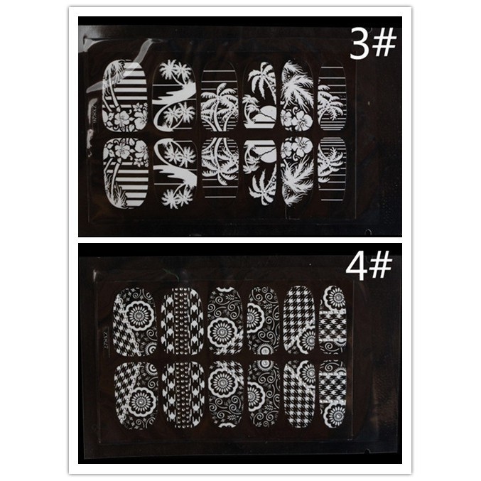 Decal dán móng hoạ tiết hoa trắng