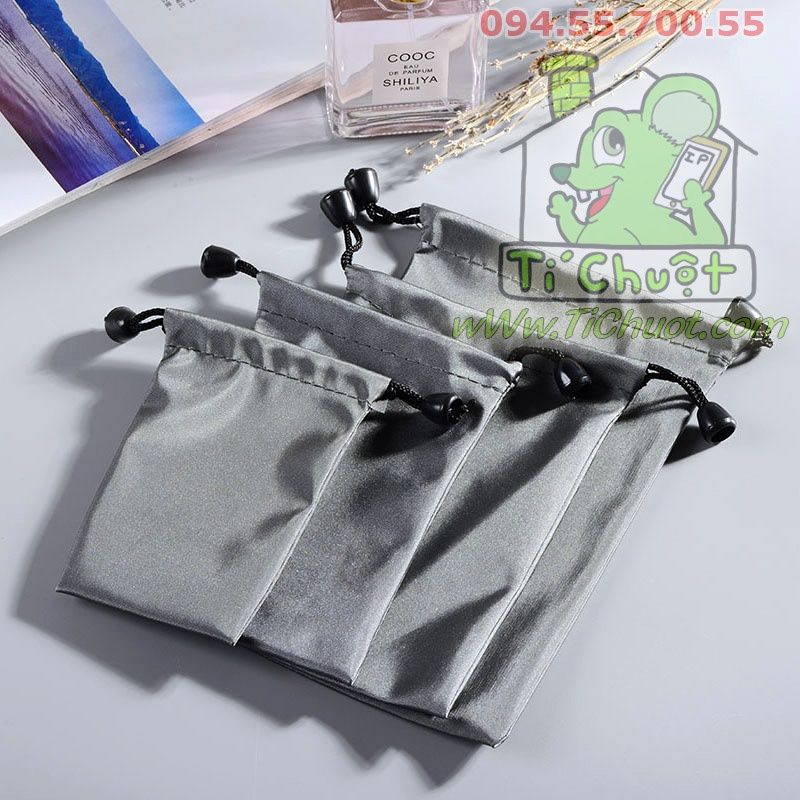 Túi Dây Rút Vải Bóng Chống Thấm Nước Đựng Phụ Kiện Điện Thoại, Pin Sạc Dự Phòng, Tai Nghe