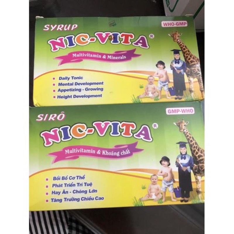 Siro Nic Vita Nicvita , Nic-vita cung cấp các vitamin và khoáng chất giúp bé ăn ngon, mau lớn
